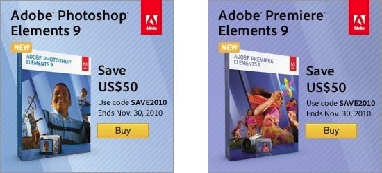 Get Photoshop/Premiere Elements 9 for only $50 with promo code! Get Photoshop/Premiere Elements 9 for only $50 with promo code!