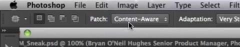 Photoshop CS6 Content-Aware Patch Tool