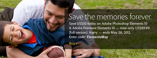 Save up to $50 on Adobe Photoshop & Premiere Elements 10, plus free FedEx shipping!