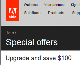 Adobe Special Offers Page