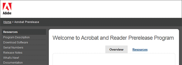 Welcome to the Acrobat and Reader Prerelease Program