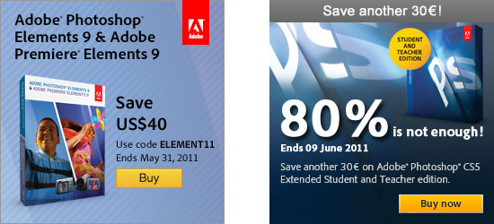 Special offers for Photoshop CS5.1 and Elements 9