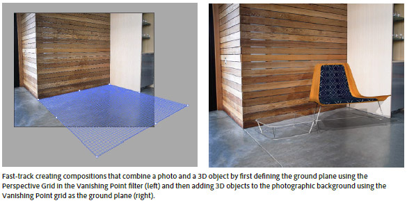 Fast-track creating compositions that place a 3D object inside a photo with Photoshop CS6 Extended