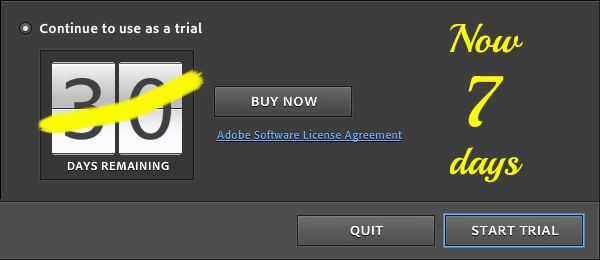 Read the Announcement: Adobe Reduces CC Free Trial Length to 7 Days