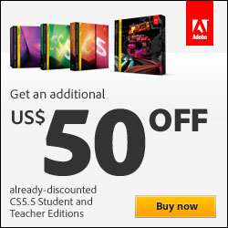 Save an Additional $50 off Adobe CS5 Student & Teacher Editions!