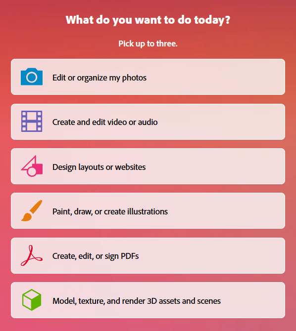 What Do You Want to Do Today with Creative Cloud?