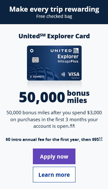 The Chase United Explorer Card: See how you can get 50K bonus frequent flyer miles and fly for free!