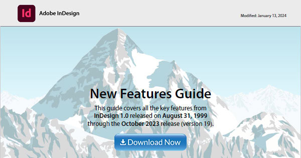 Download the Adobe InDesign New Features Guidebook