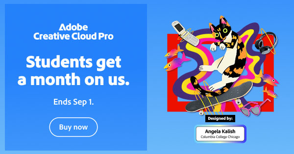 Adobe Back-To-School! Get Over 57% Off plus One Month FREE When You Sign up for Creative Cloud